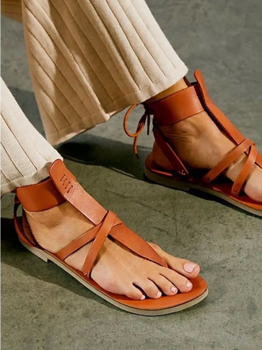 Free People Vacation Day Wrap Gladiator Sandals Brown Leather NWT Size 8